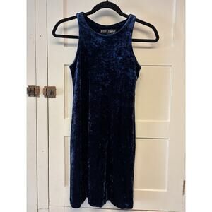 vtg 90's BETSEY JOHNSON royal blue stretch velvet womens vintage mini dress M